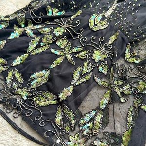 ❌SOLD❌ VTG Marine Iridescent Beaded Mesh Top